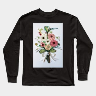 Paper quilling Art, mother,s day gift, flower bouquet Long Sleeve T-Shirt